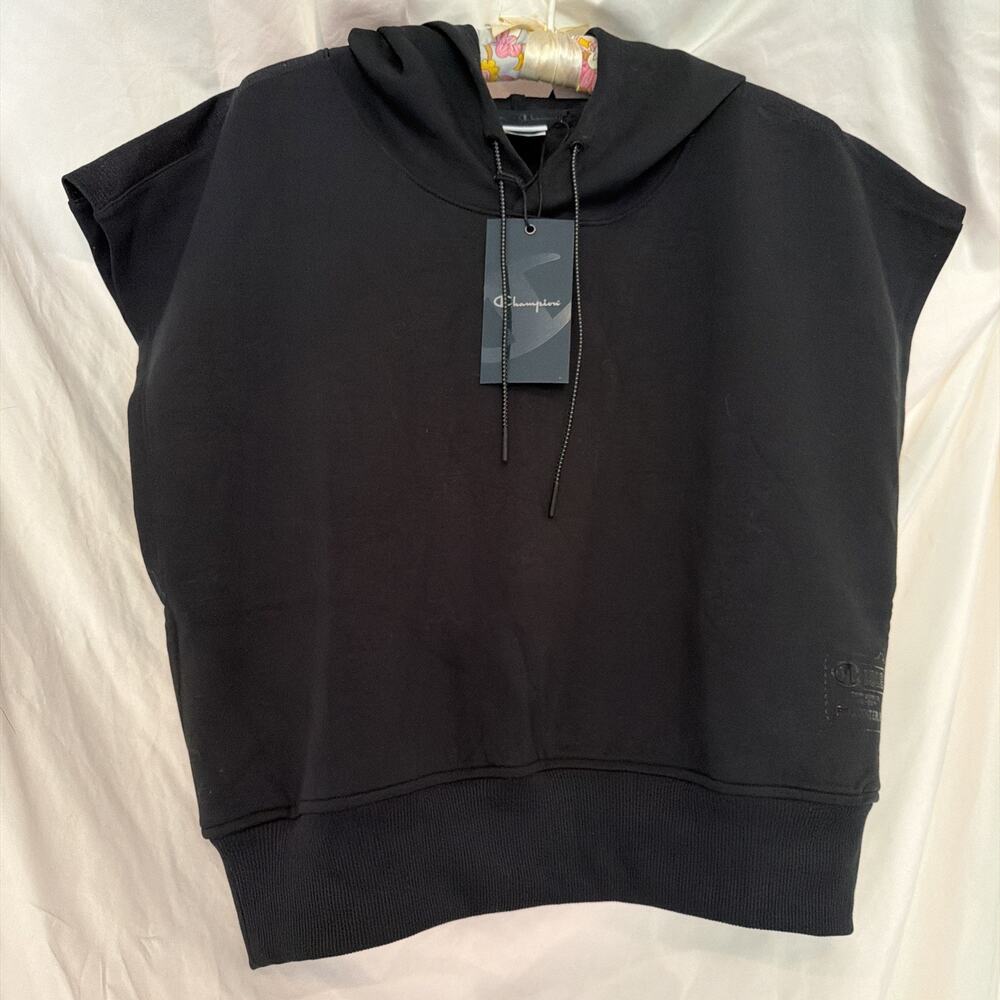 CHAMPION Cropped Sweatshirt Hoodie Women’s Medium Black Workout Athleisure NEW